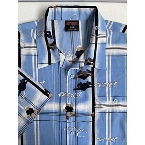 Lil' Thug Men's XXL Streetwear Blue Black Shortee Short‎ Sleeve Y2K Camp Shirt